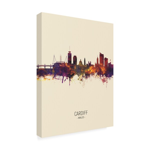 Michael Tompsett 'Cardiff Wales Skyline Portrait III' Canvas Art,14x19